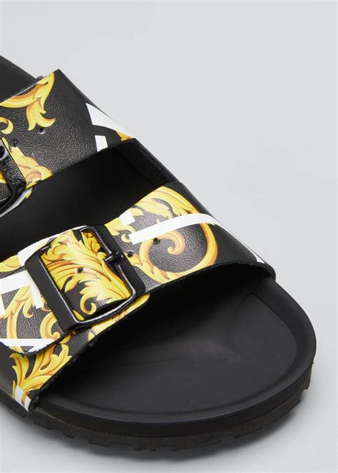 versace slides men with double straps|Versace clog mule for men.